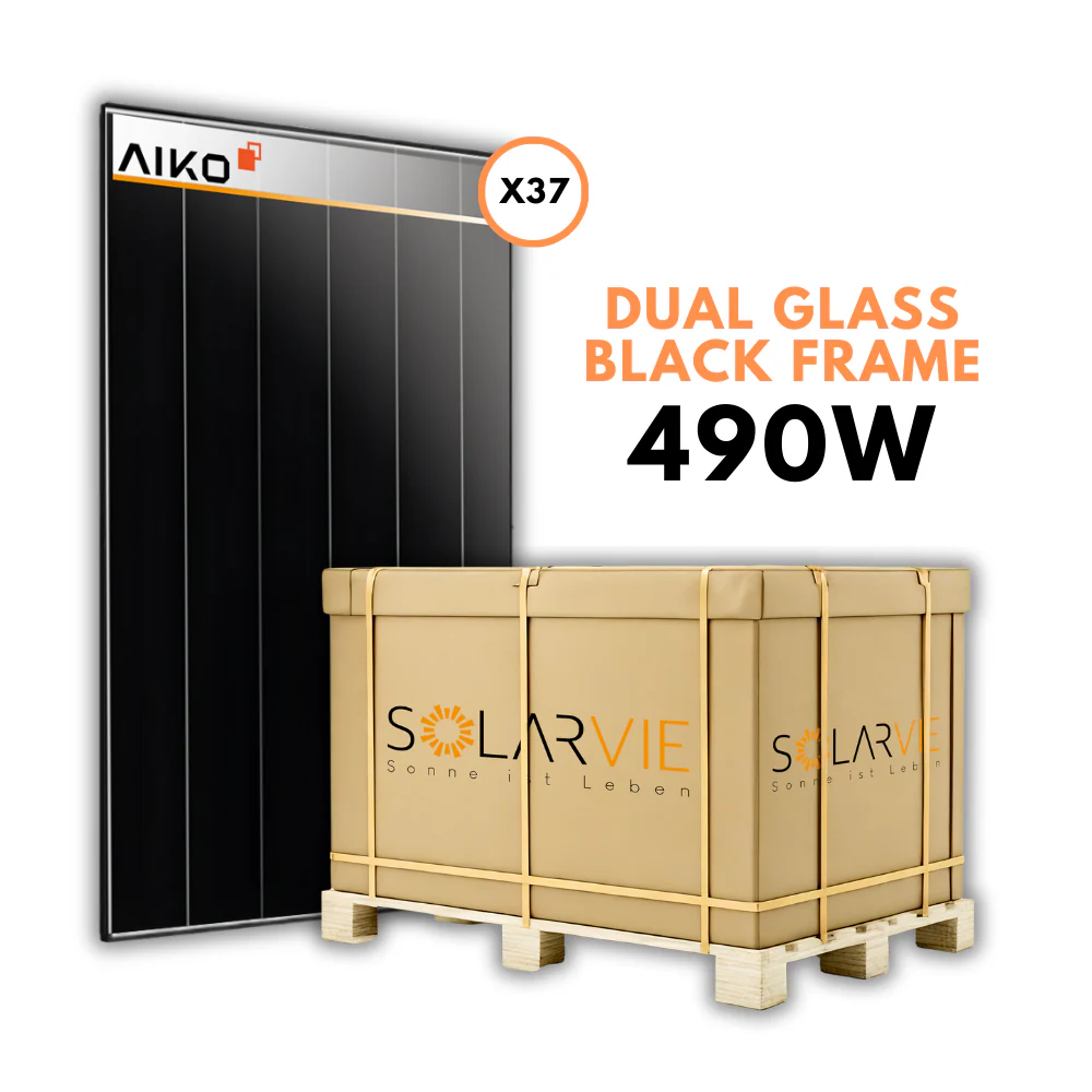 AIKO Solar 490W Black Frame Dual Glass A490-MCE54Dw 3P+54 (Palette = 37 Stück)