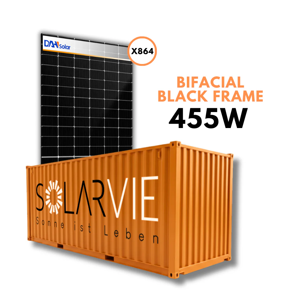 DAH Solar 455W Doppelglas Bifacial Black Frame (Container = 864 Stück)