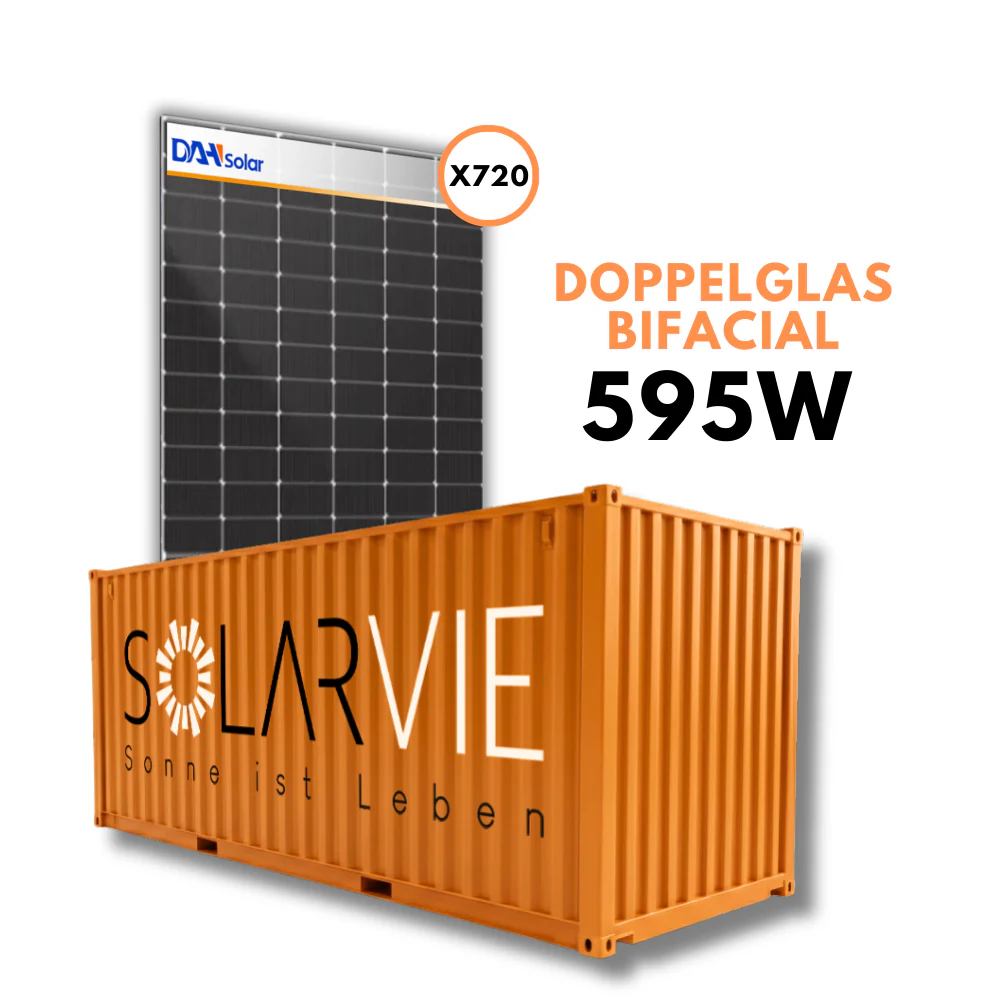 DAH Solar 595W Doppelglas Bifacial (Container = 720 Stück)