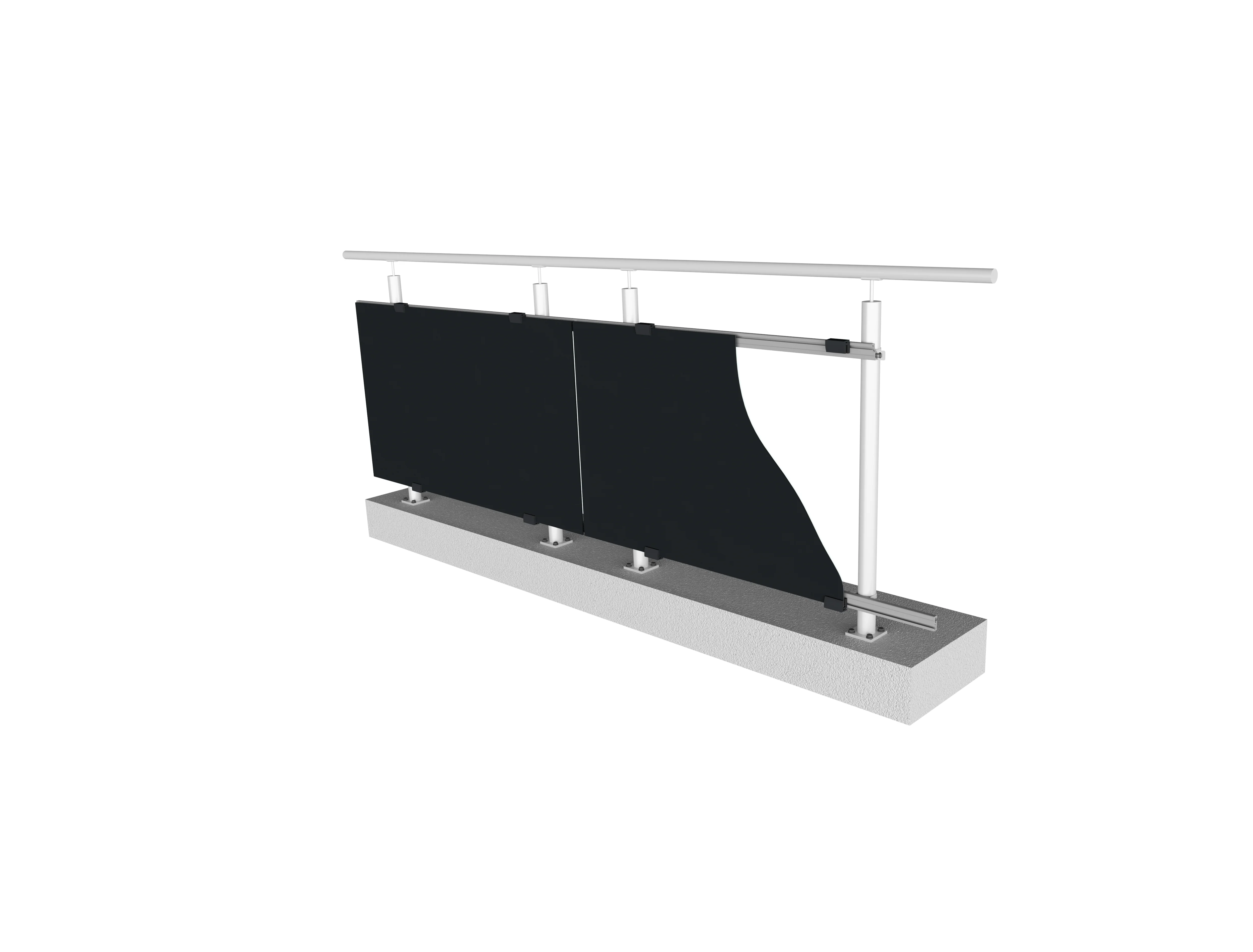 MO Energy Systems PV-Rail Fassadenset, horizontaler Aufbau, rahmenloses Modul