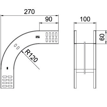 OBO BETTERMANN Vertikalbogen 90° fallend 60x100 Stahl bandverzinkt - Image 2