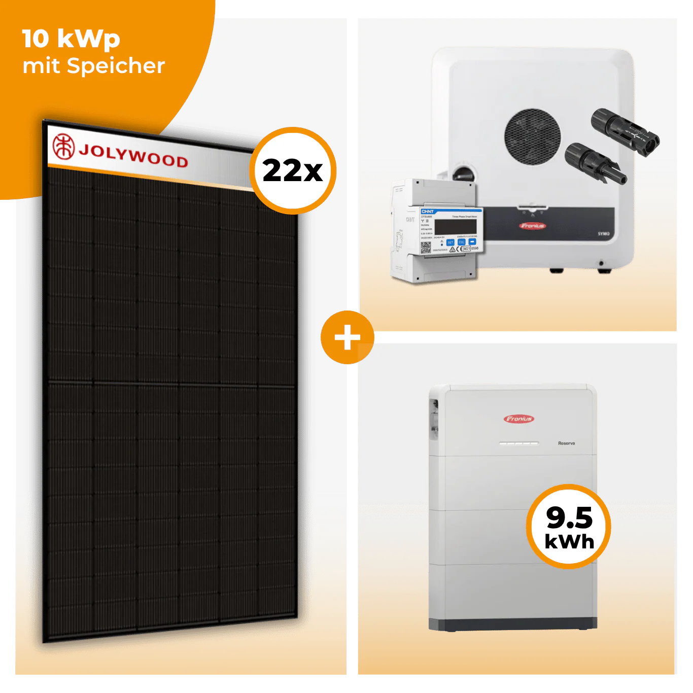 PV Komplettset 10 kWp – 22 x Jolywood 455 Full Black & Fronius Symo GEN24 Plus opt. Fronius Reserva Speicher - Image 4