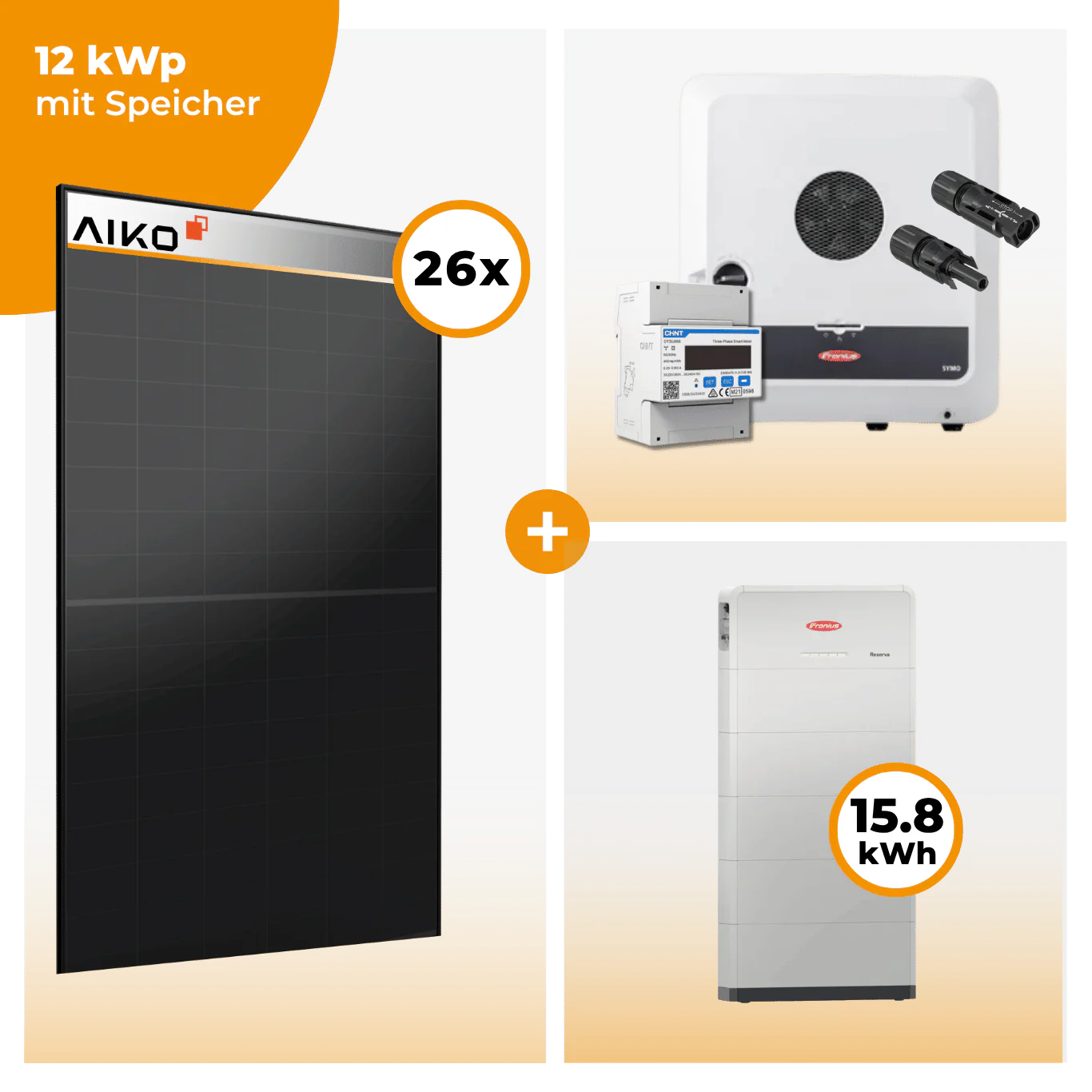 PV Komplettset 12 kWp – 26 x Aiko 470 Neostar 3S+ & Fronius Symo GEN24 SC Plus opt. Fronius Reserva Speicher - Image 6