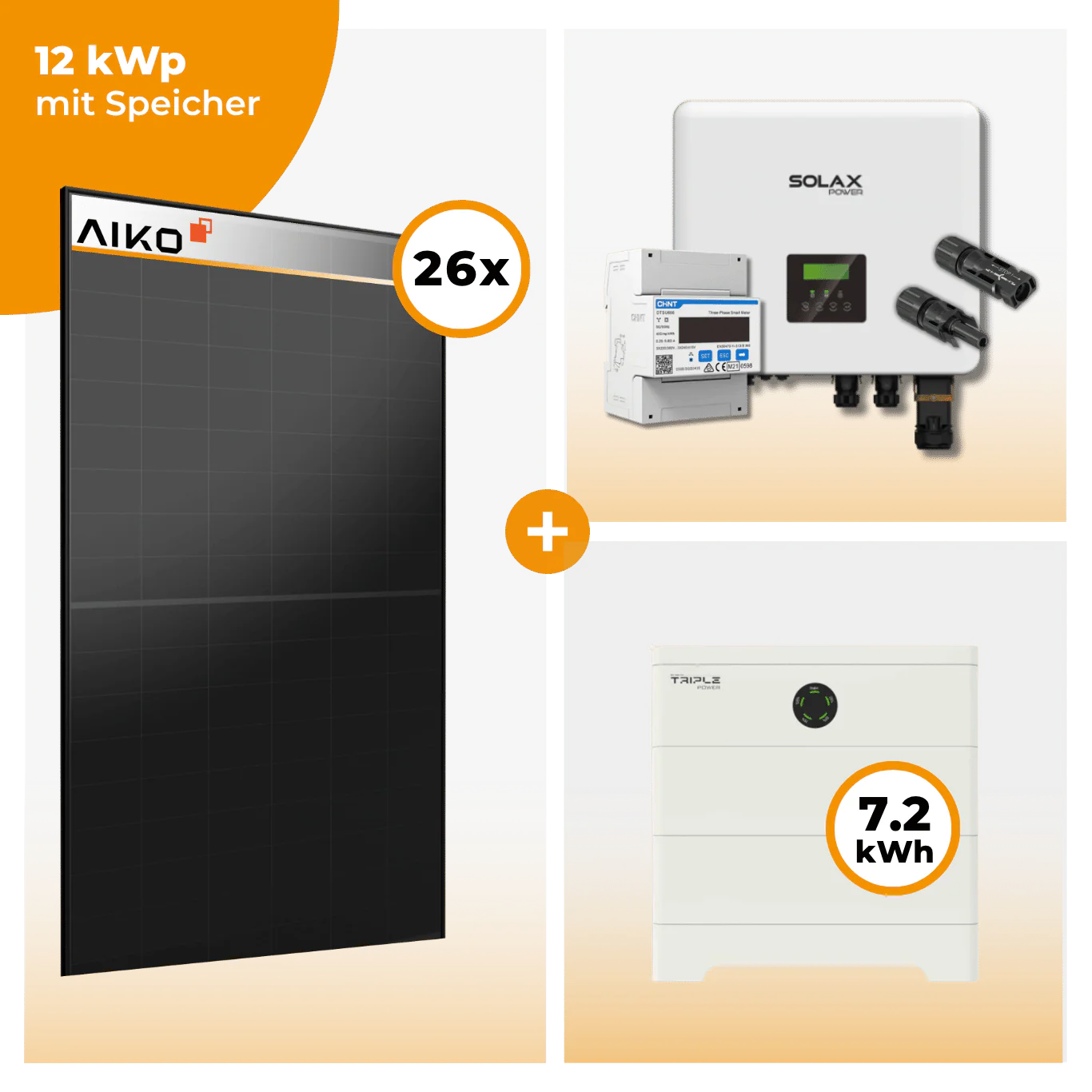 PV Komplettset 12 kWp – 26 x Aiko 470 Neostar 3S+ & Solax X3 Hybrid opt. T-BAT SYS Speicher - Image 2