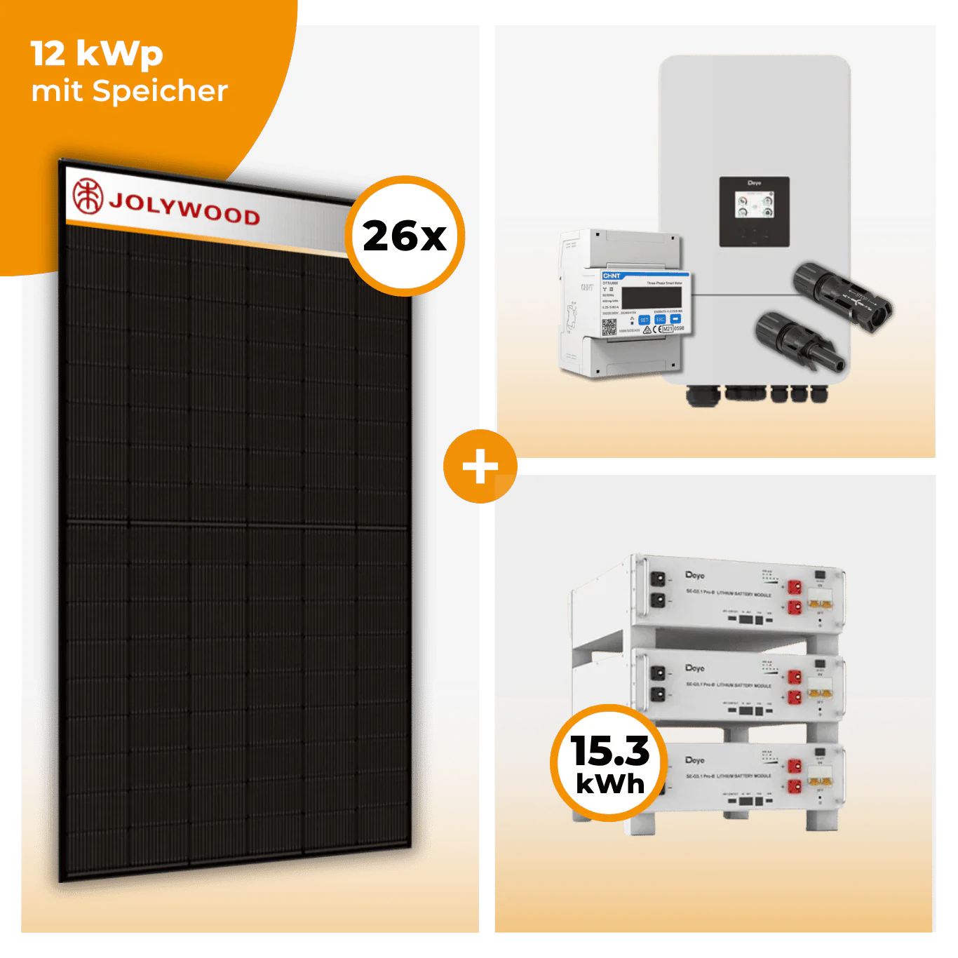 PV Komplettset 12 kWp – 26 x Jolywood 455 Full Black & Deye SUN-12K-SG05LP3-EU-SM2 opt. Deye SE-G5.1 pro B - LV Speicher - Image 6