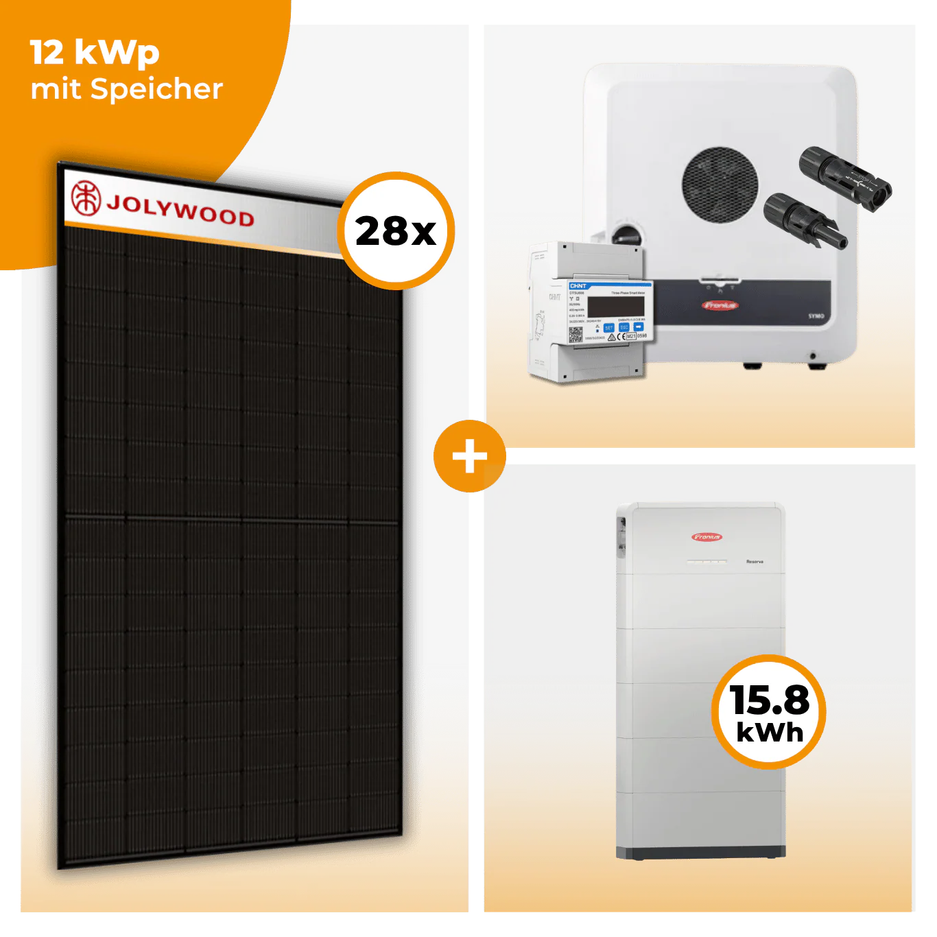 PV Komplettset 12 kWp – 26 x Jolywood 455 Full Black & Fronius Symo GEN24 Plus opt. Fronius Reserva Speicher - Image 6