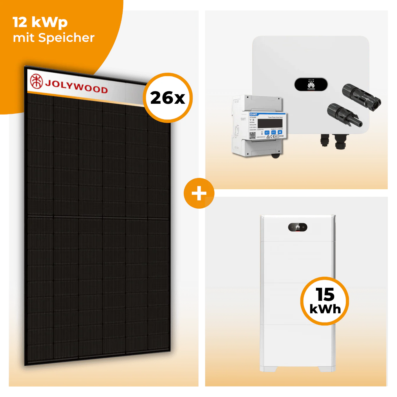 PV Komplettset 12 kWp – 26 x Jolywood 455 Full Black & Huawei SUN2000 MAP0 opt. Huawei LUNA2000 Speicher - Image 5