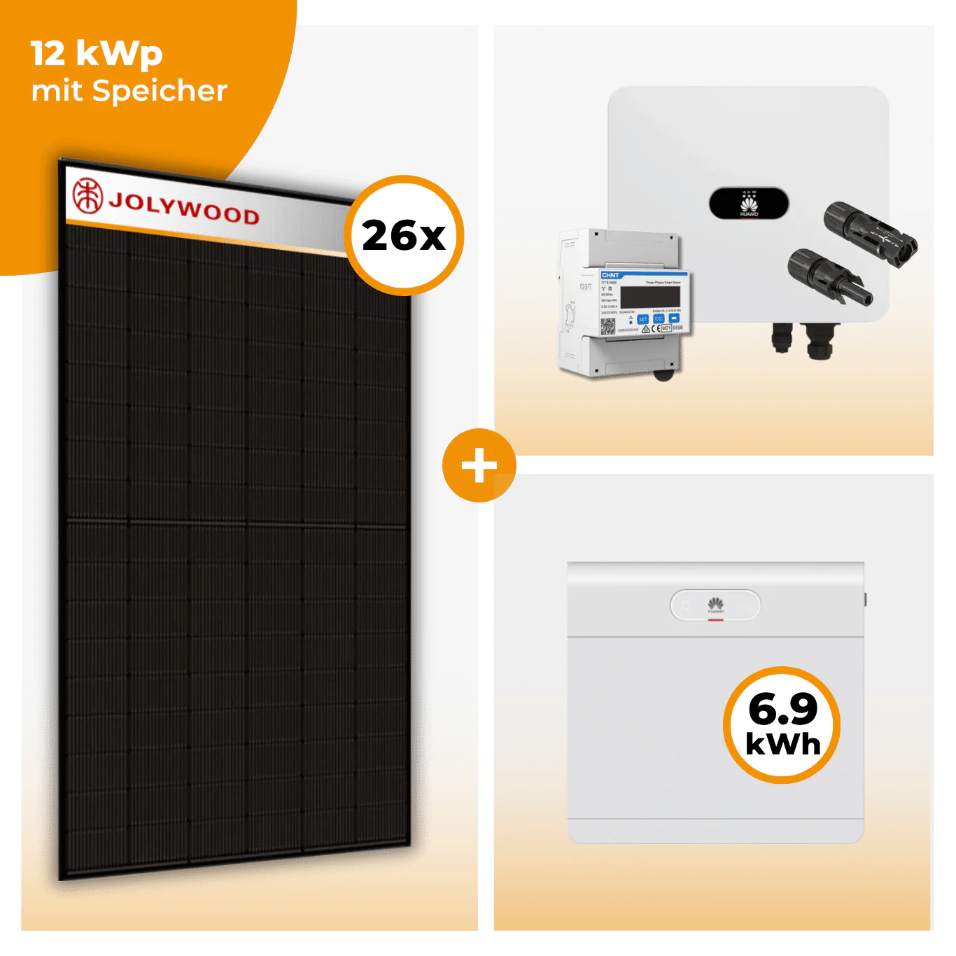 PV Komplettset 12 kWp – 26 x Jolywood 455 Full Black & Huawei SUN2000 MAP0 opt. Huawei LUNA2000 Speicher - Image 6