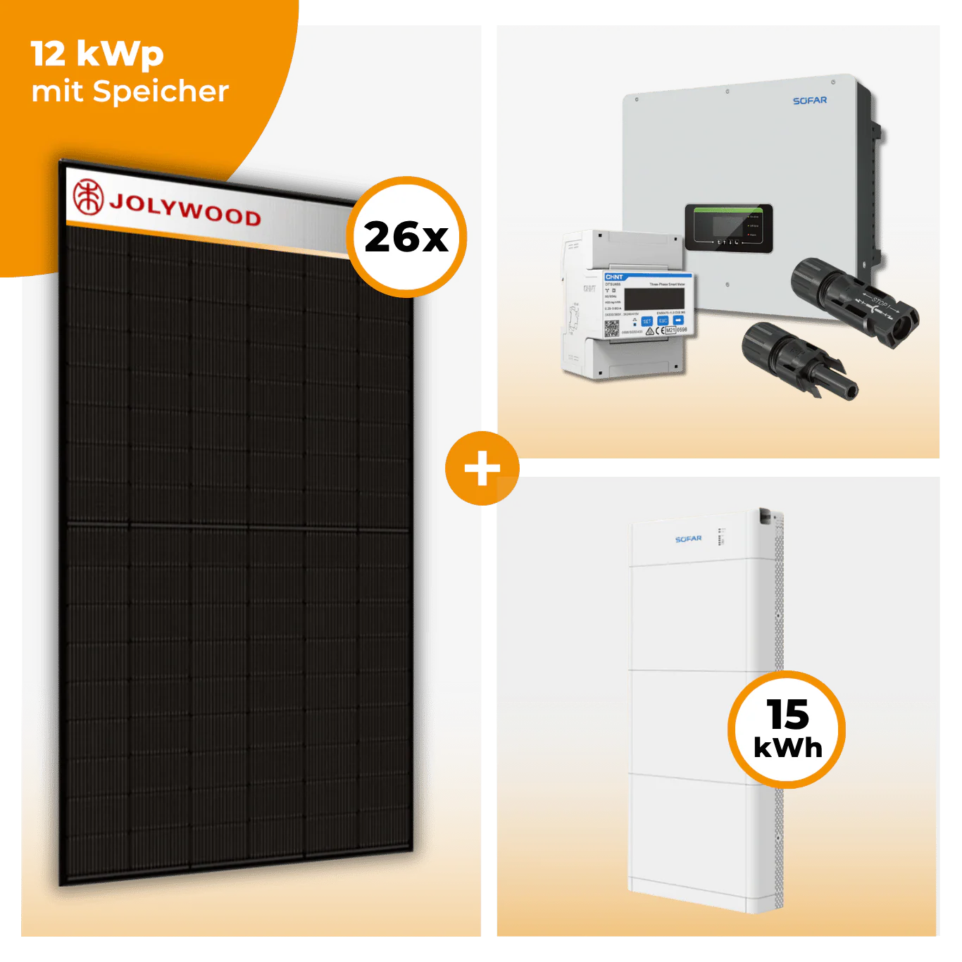 PV Komplettset 12 kWp – 26 x Jolywood 455 Full Black & SofarSolar HYD KTL-3PH opt. SofarSolar BTS DS5 Speicher - Image 5