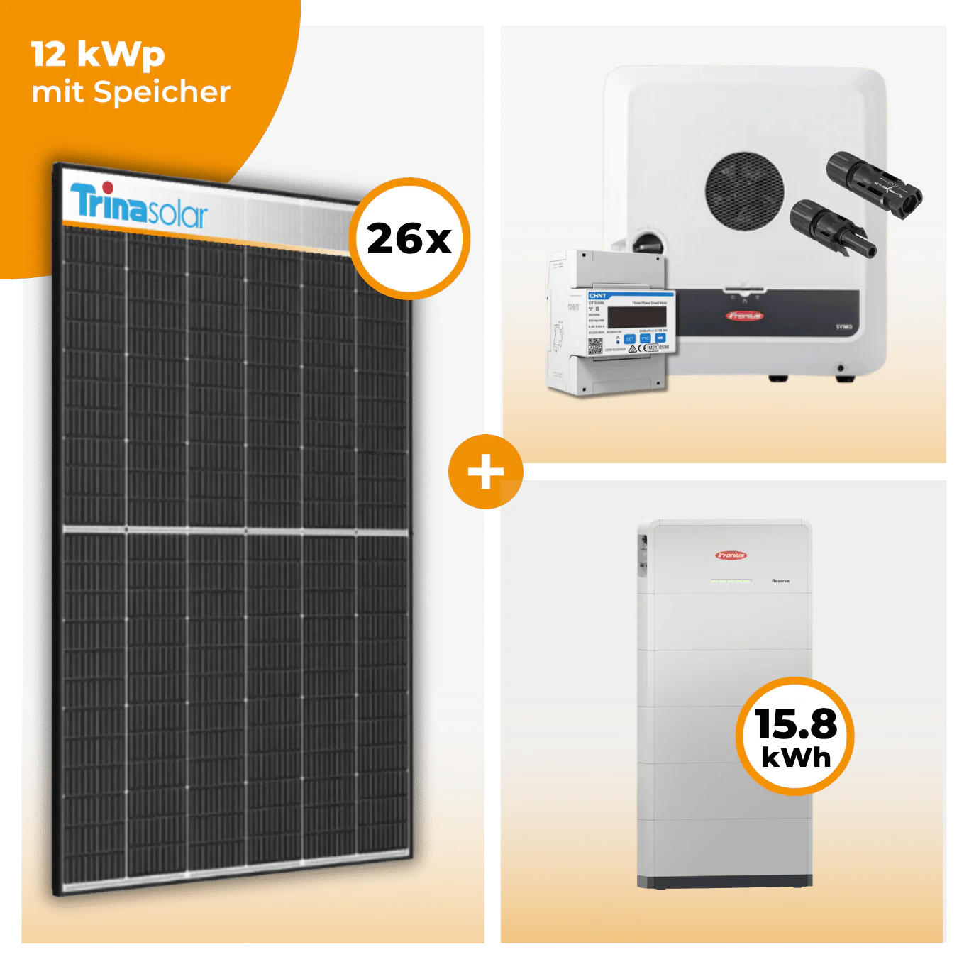 PV Komplettset 12 kWp – 26 x Trina 455 Black Frame & Fronius Symo GEN24 SC Plus opt. Fronius Reserva Speicher - Image 6