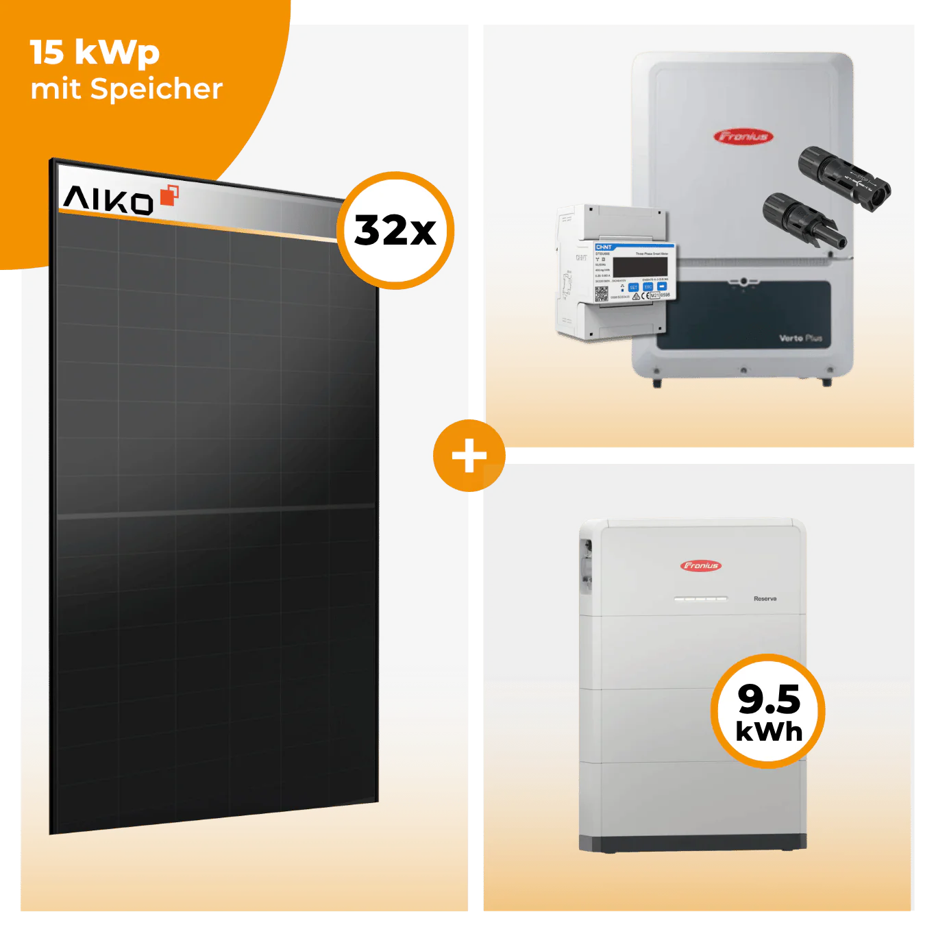 PV Komplettset 15 kWp – 32 x Aiko 470 Neostar 3S+ & Fronius Verto Plus 15.0 opt. Fronius Reserva Speicher - Image 4