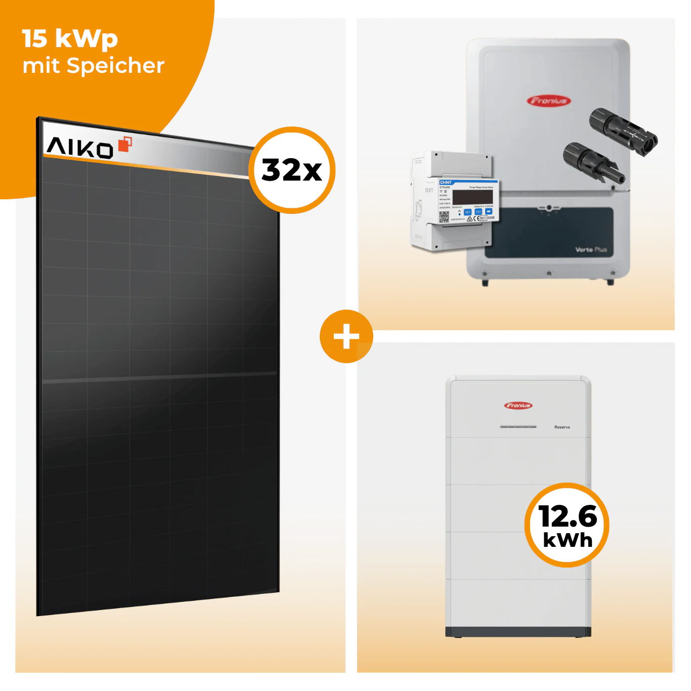 PV Komplettset 15 kWp – 32 x Aiko 470 Neostar 3S+ & Fronius Verto Plus 15.0 opt. Fronius Reserva Speicher - Image 5