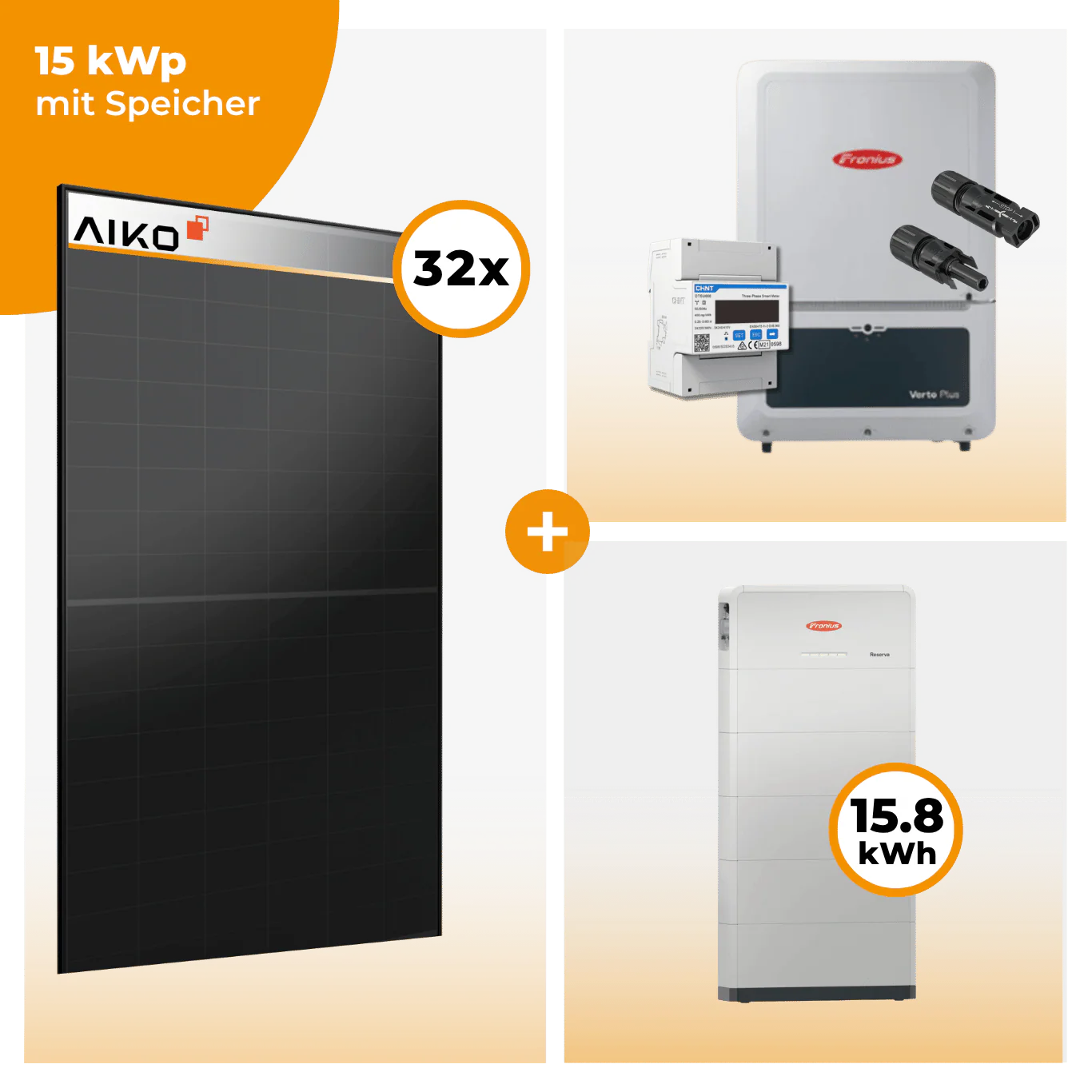PV Komplettset 15 kWp – 32 x Aiko 470 Neostar 3S+ & Fronius Verto Plus 15.0 opt. Fronius Reserva Speicher - Image 6