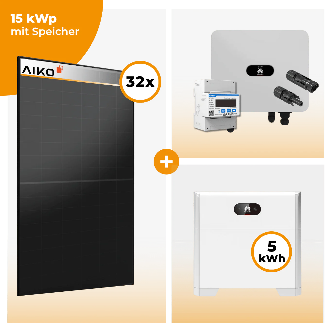 PV Komplettset 15 kWp – 32 x Aiko 470 Neostar 3S+ & Huawei SUN2000 MAP0 opt. Huawei LUNA2000 Speicher - Image 2