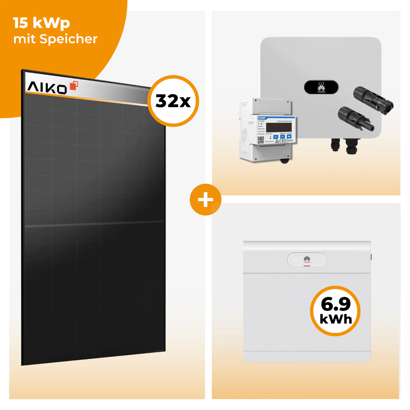 PV Komplettset 15 kWp – 32 x Aiko 470 Neostar 3S+ & Huawei SUN2000 MAP0 opt. Huawei LUNA2000 Speicher - Image 6