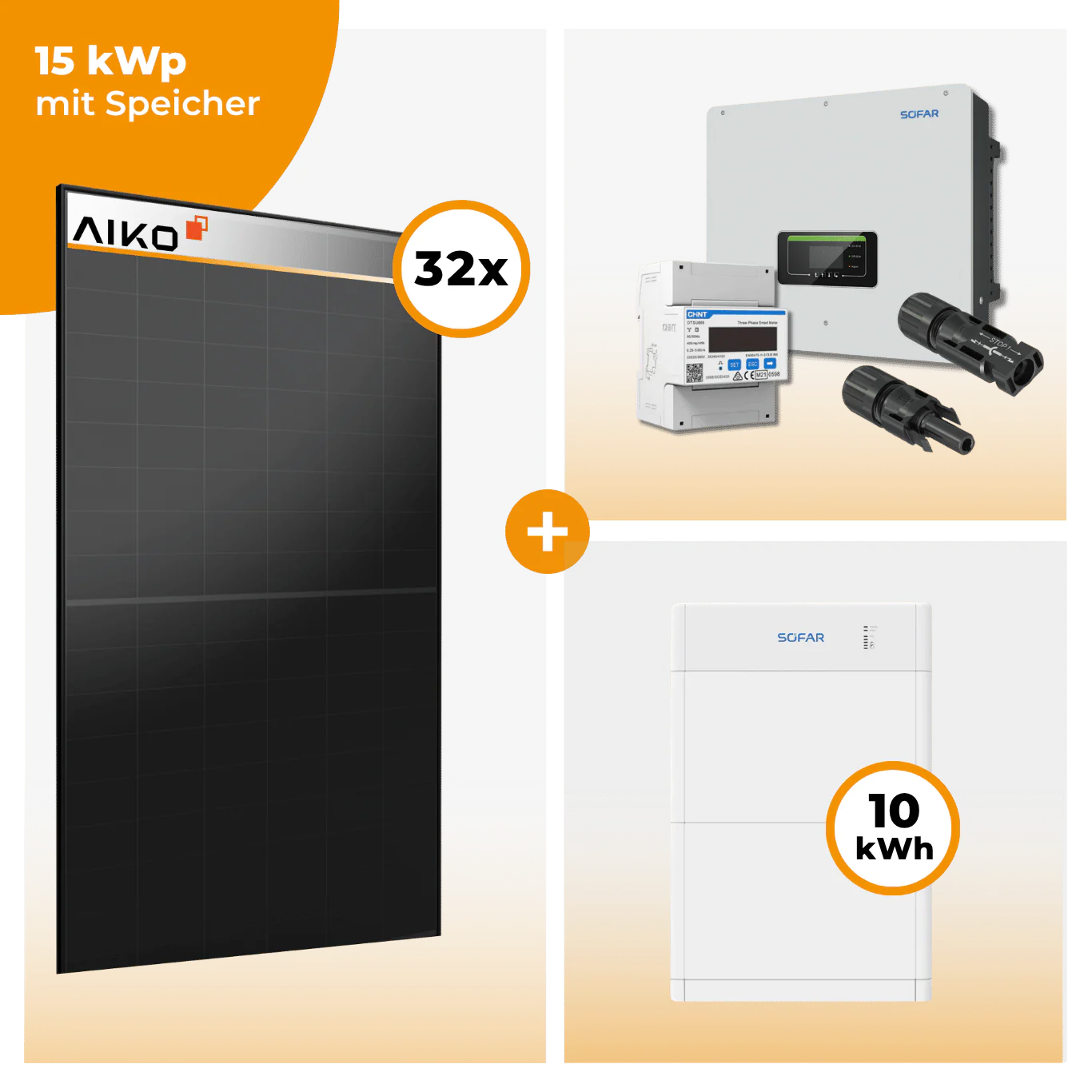 PV Komplettset 15 kWp – 32 x Aiko 470 Neostar 3S+ & SofarSolar HYD KTL-3PH opt. SofarSolar BTS DS5 Speicher - Image 4