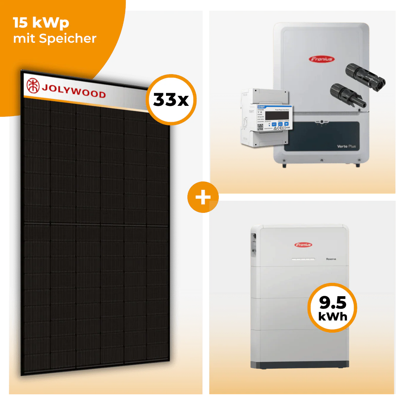 PV Komplettset 15 kWp – 33 x Jolywood 455 Full Black & Fronius Verto Plus 15.0 opt. Fronius Reserva Speicher - Image 4