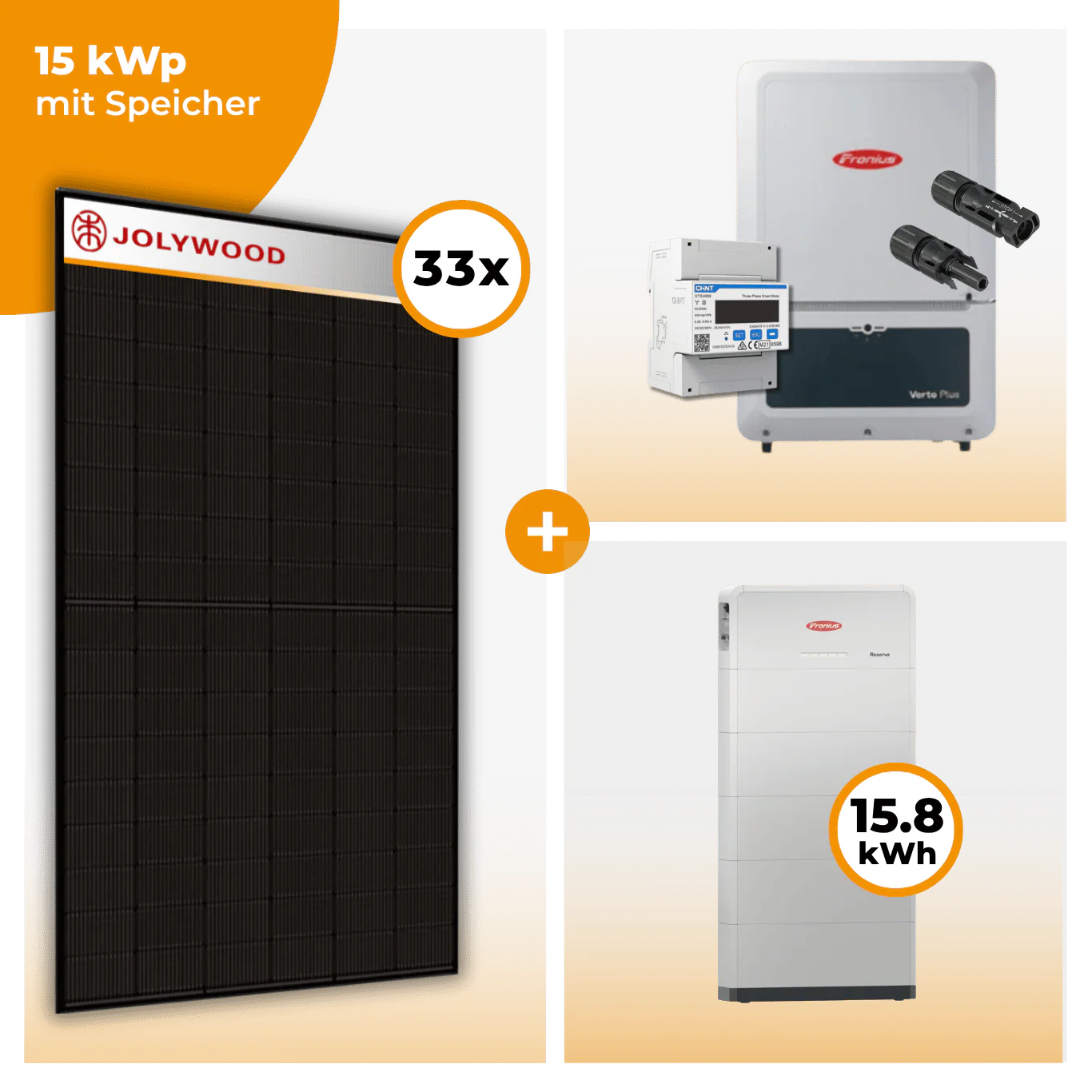 PV Komplettset 15 kWp – 33 x Jolywood 455 Full Black & Fronius Verto Plus 15.0 opt. Fronius Reserva Speicher - Image 6