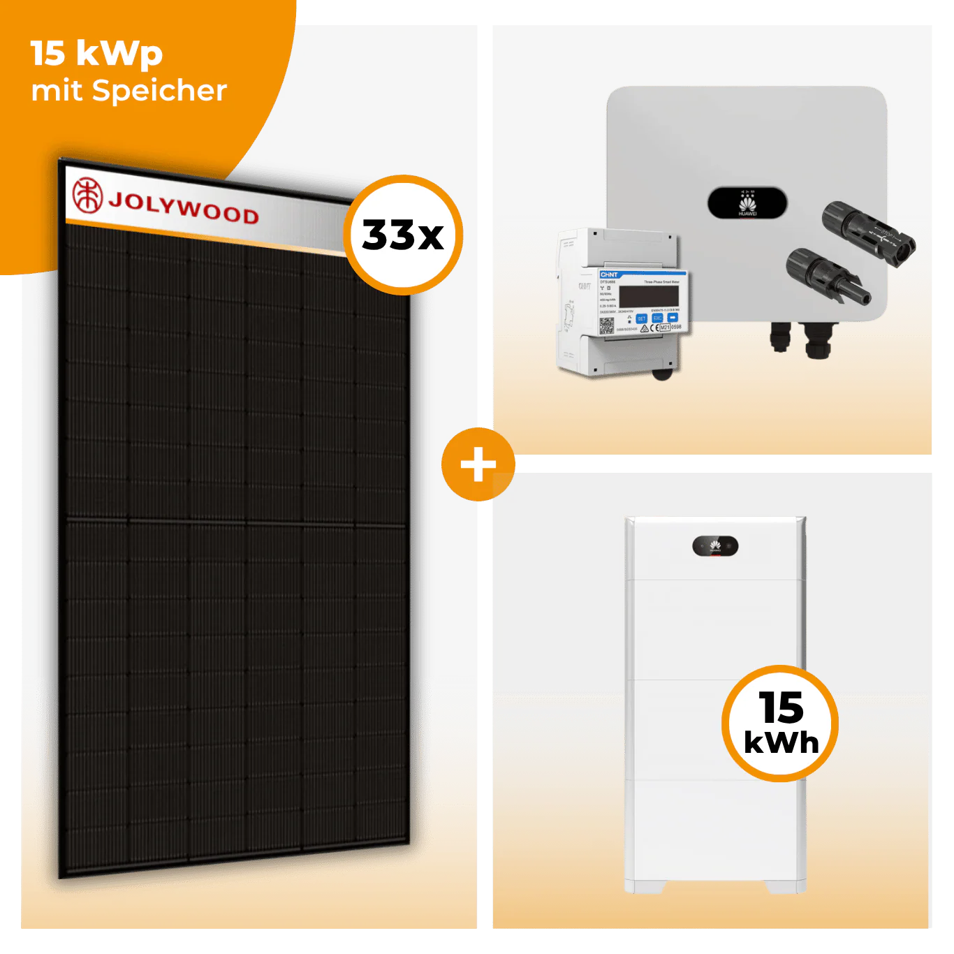PV Komplettset 15 kWp – 33 x Jolywood 455 Full Black & Huawei SUN2000 MAP0 opt. Huawei LUNA2000 Speicher - Image 5