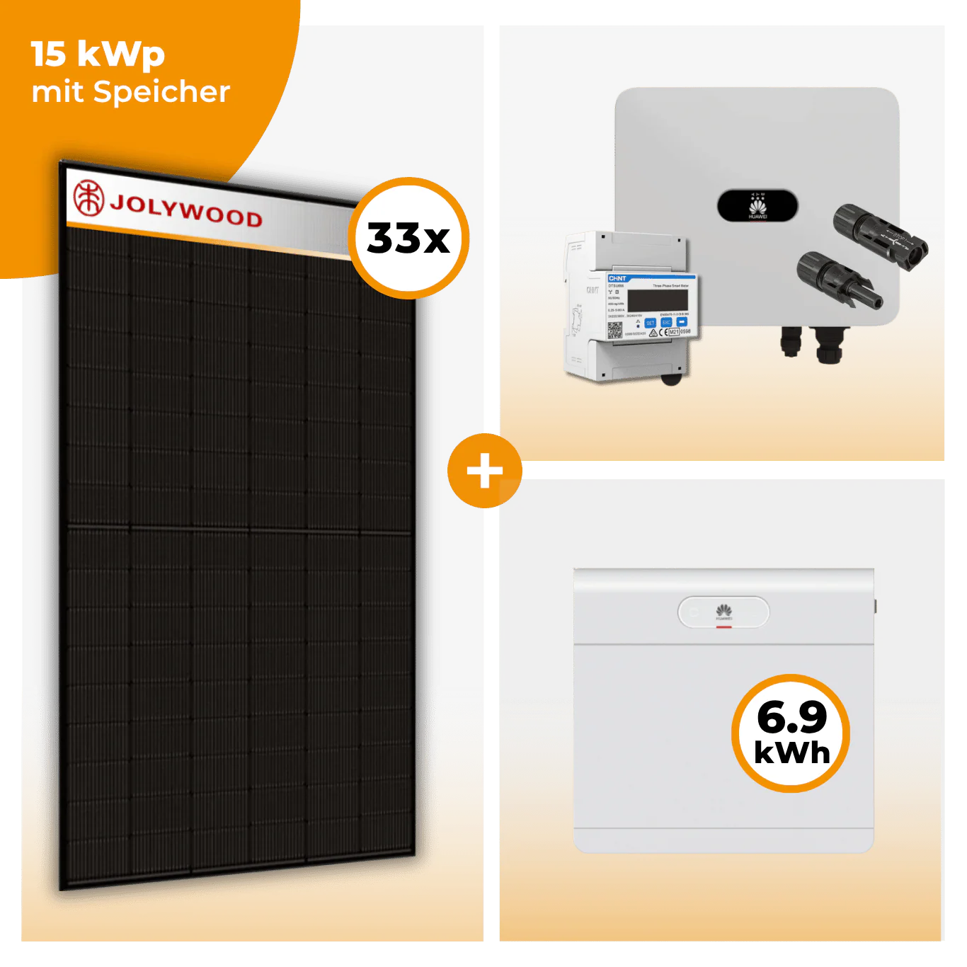 PV Komplettset 15 kWp – 33 x Jolywood 455 Full Black & Huawei SUN2000 MAP0 opt. Huawei LUNA2000 Speicher - Image 6