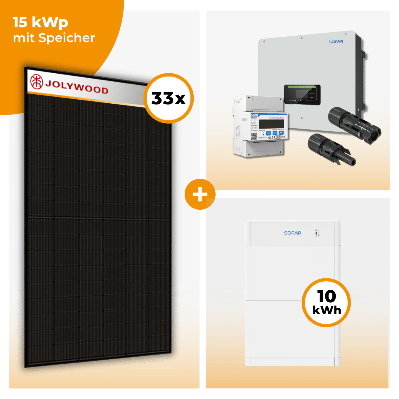 PV Komplettset 15 kWp – 33 x Jolywood 455 Full Black & SofarSolar HYD KTL-3PH opt. SofarSolar BTS DS5 Speicher - Image 4