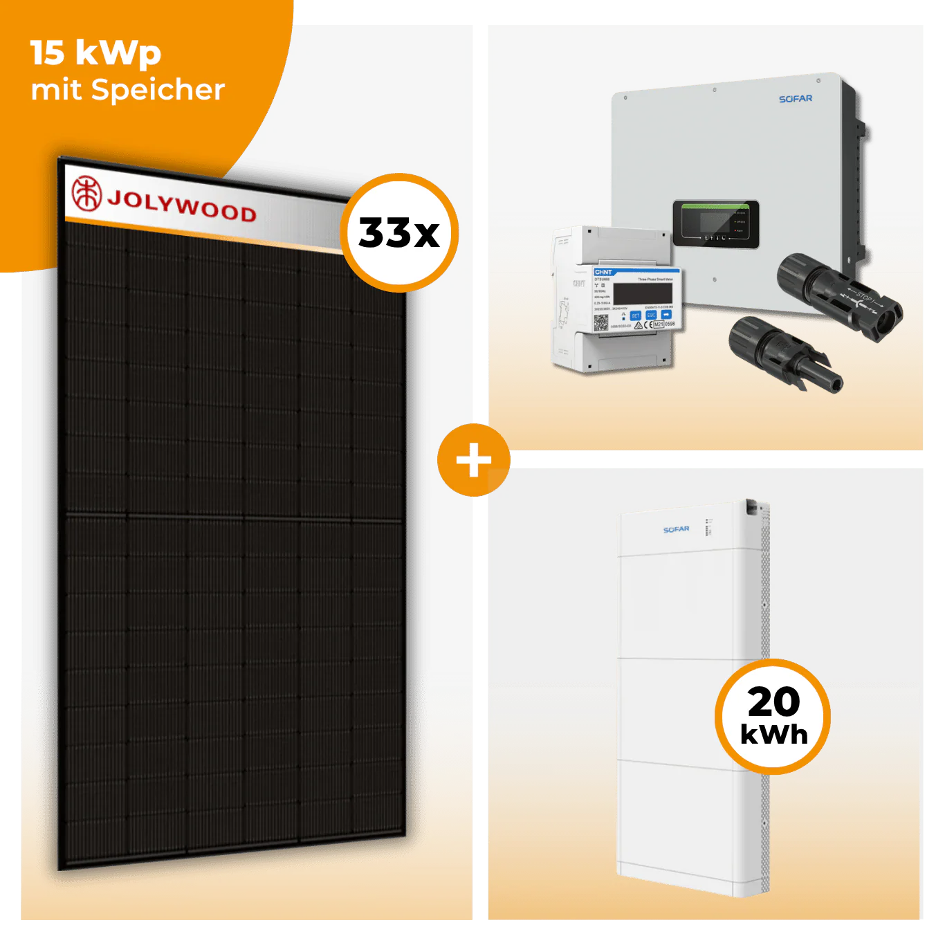 PV Komplettset 15 kWp – 33 x Jolywood 455 Full Black & SofarSolar HYD KTL-3PH opt. SofarSolar BTS DS5 Speicher - Image 6