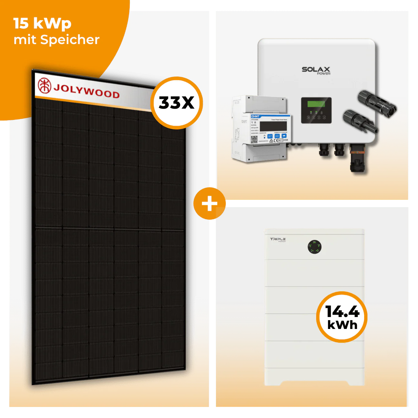 PV Komplettset 15 kWp – 33 x Jolywood 455 Full Black & Solax X3 Hybrid opt. T-BAT SYS Speicher - Image 6