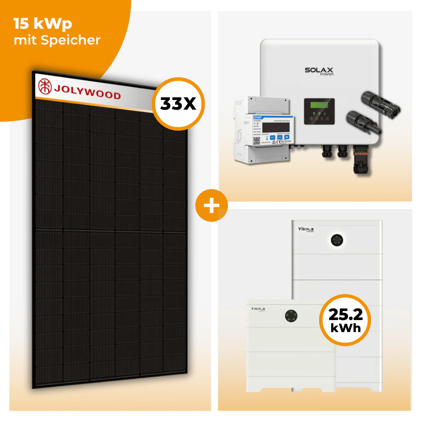 PV Komplettset 15 kWp – 33 x Jolywood 455 Full Black & Solax X3 Hybrid opt. T-BAT SYS Speicher - Image 9