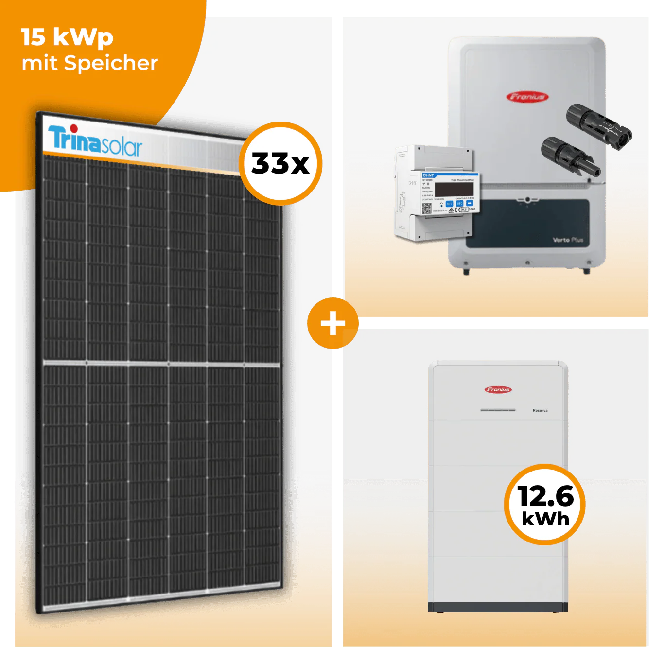 PV Komplettset 15 kWp – 33 x Trina 455 Black Frame & Fronius Verto Plus 15.0 opt. Fronius Reserva Speicher - Image 5