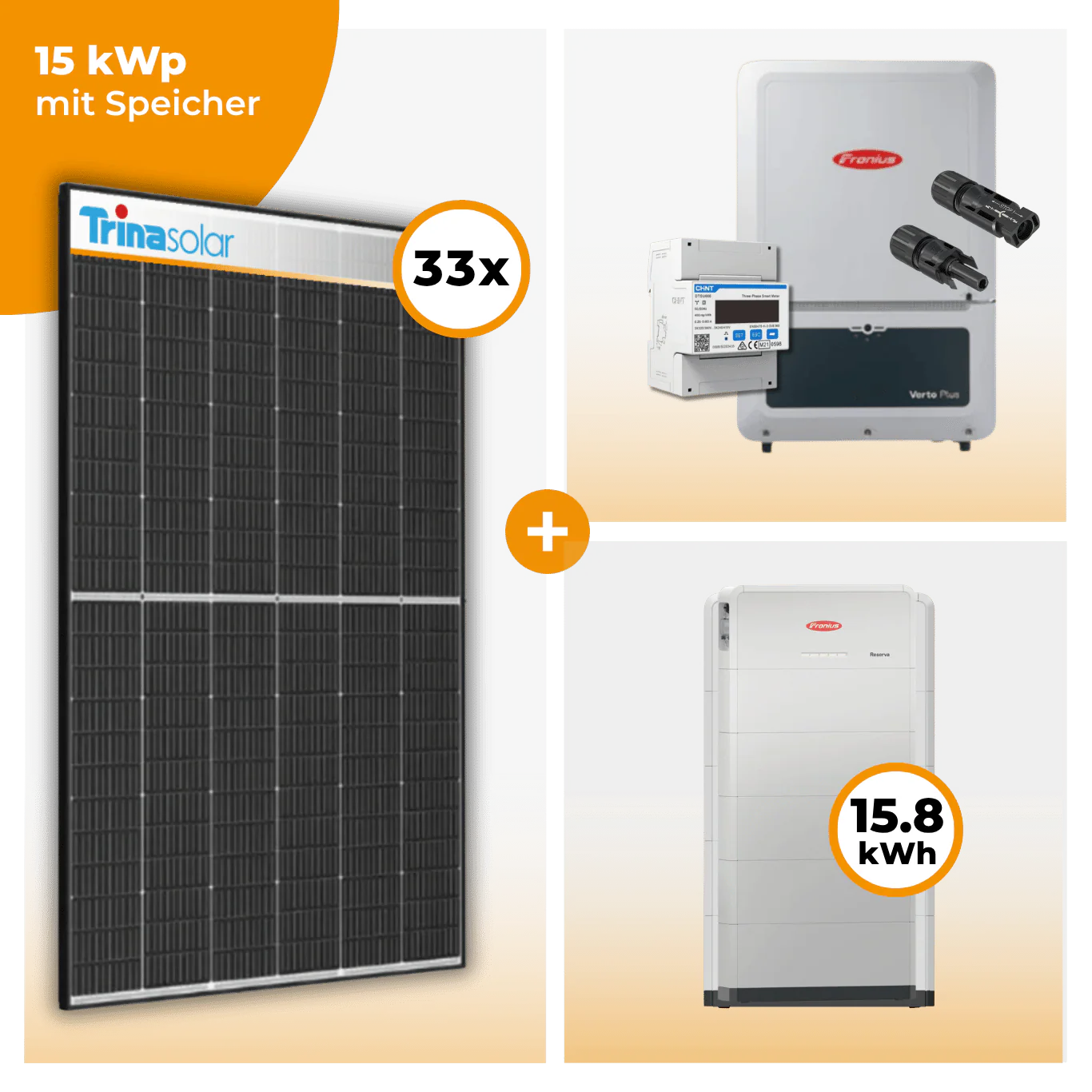 PV Komplettset 15 kWp – 33 x Trina 455 Black Frame & Fronius Verto Plus 15.0 opt. Fronius Reserva Speicher - Image 6