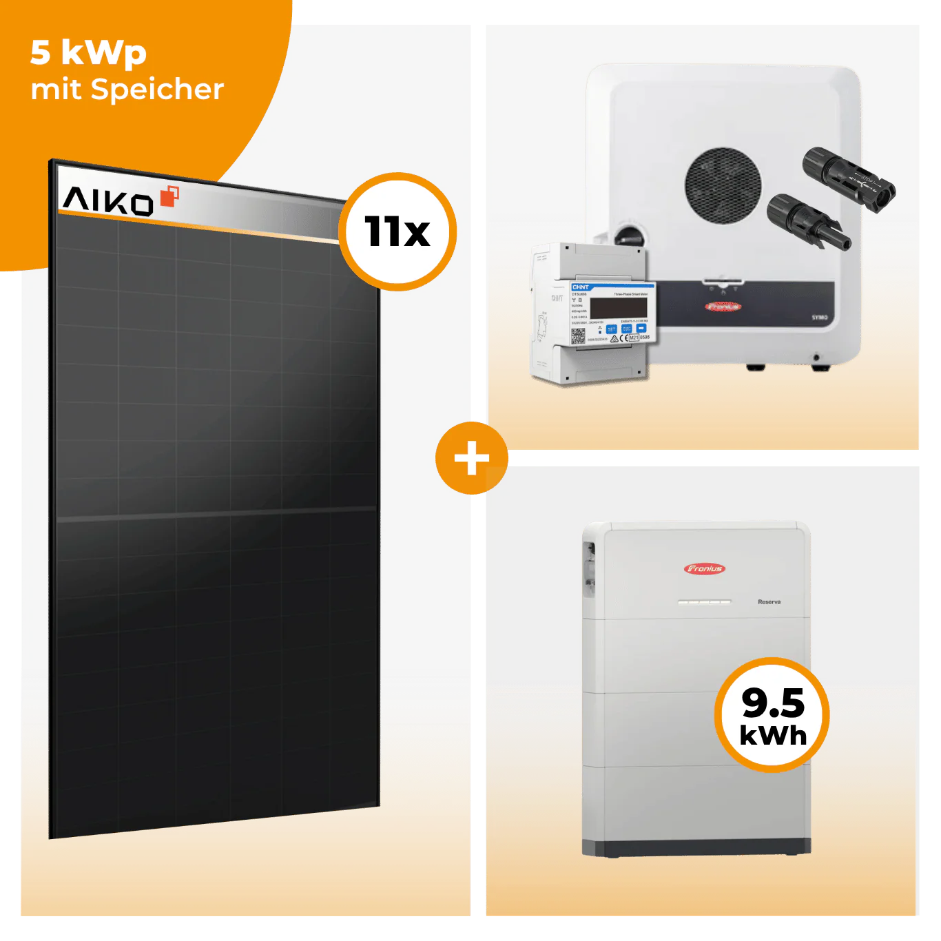 PV Komplettset 5 kWp – 11 x Aiko 470 Neostar 3S+ & Fronius Symo GEN24 Plus opt. Fronius Reserva Speicher - Image 4