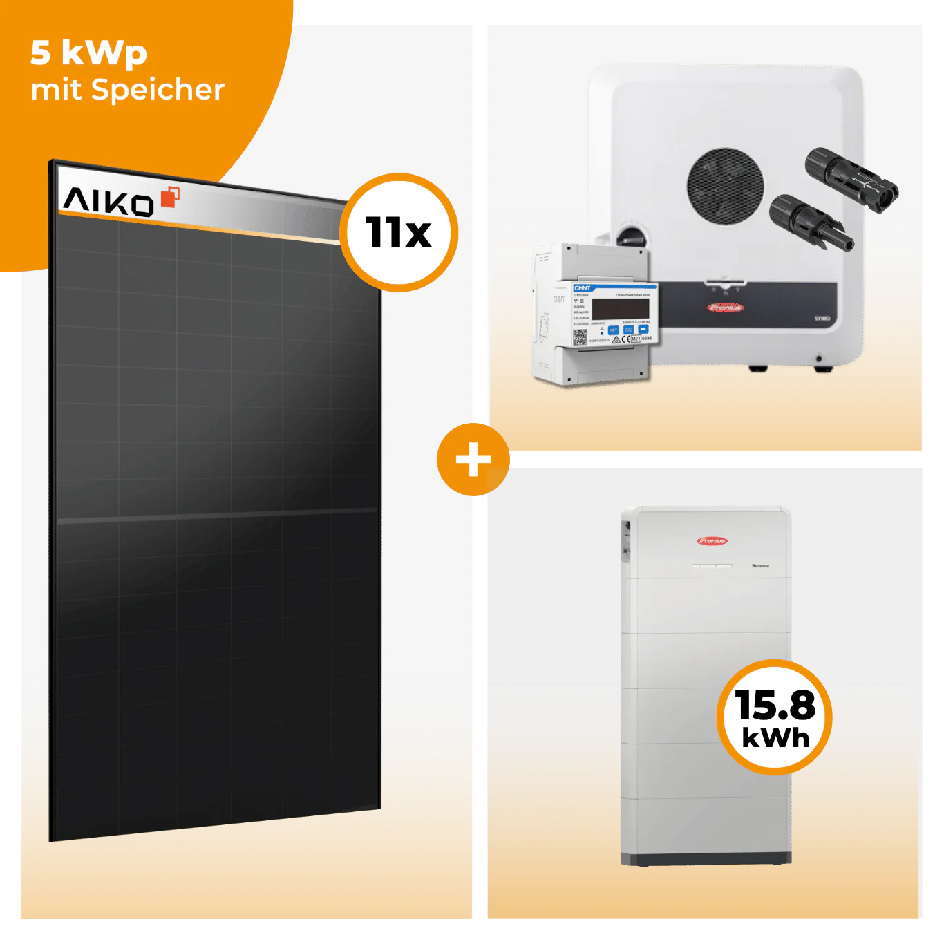 PV Komplettset 5 kWp – 11 x Aiko 470 Neostar 3S+ & Fronius Symo GEN24 Plus opt. Fronius Reserva Speicher - Image 6