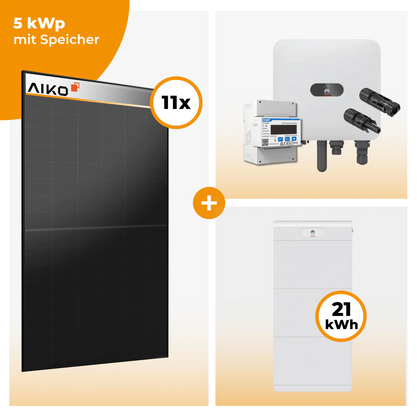 PV Komplettset 5 kWp – 11 x Aiko 470 Neostar 3S+ & Huawei SUN2000 MAP0 opt. Huawei LUNA2000 Speicher - Image 8