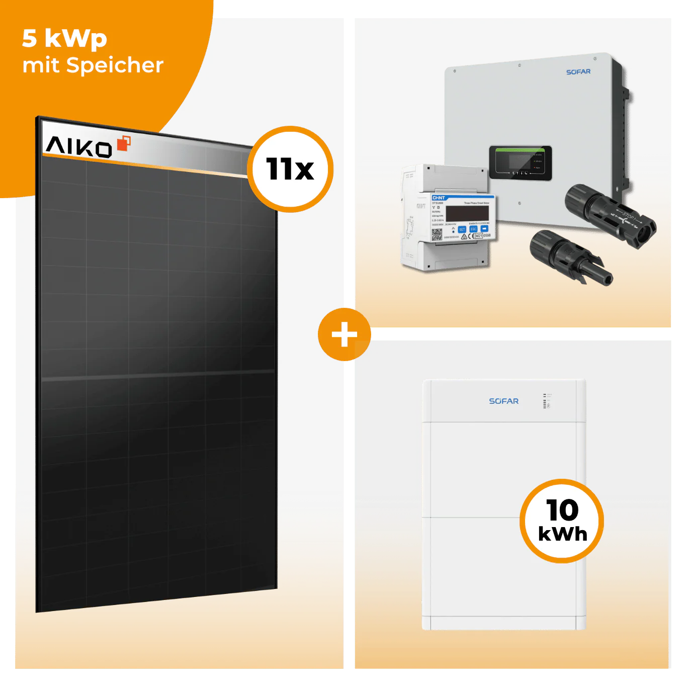 PV Komplettset 5 kWp – 11 x Aiko 470 Neostar 3S+ & SofarSolar HYD KTL-3PH opt. SofarSolar BTS DS5 Speicher - Image 4