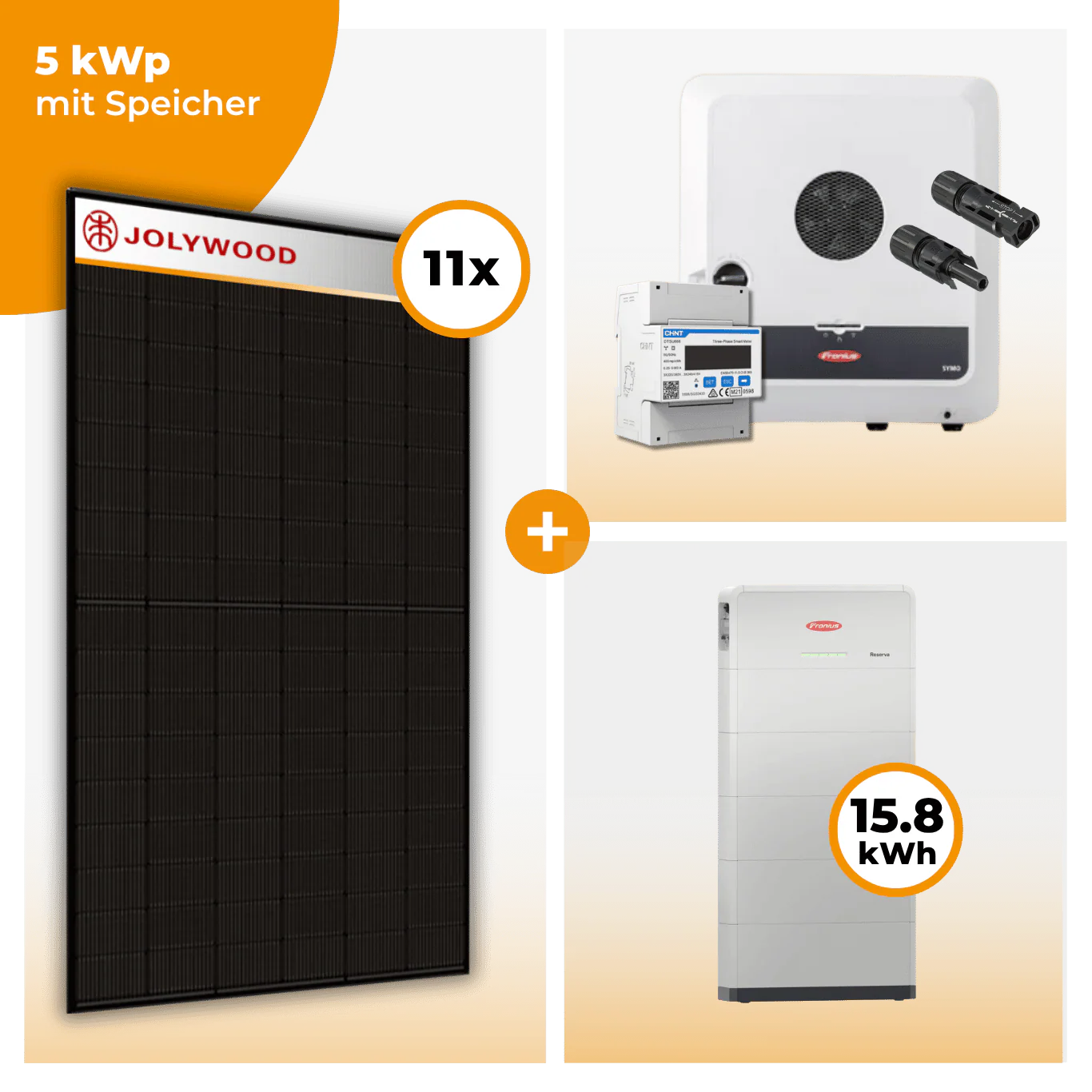 PV Komplettset 5 kWp – 11 x Jolywood 455 Full Black & Fronius Symo GEN24 Plus opt. Fronius Reserva Speicher - Image 6