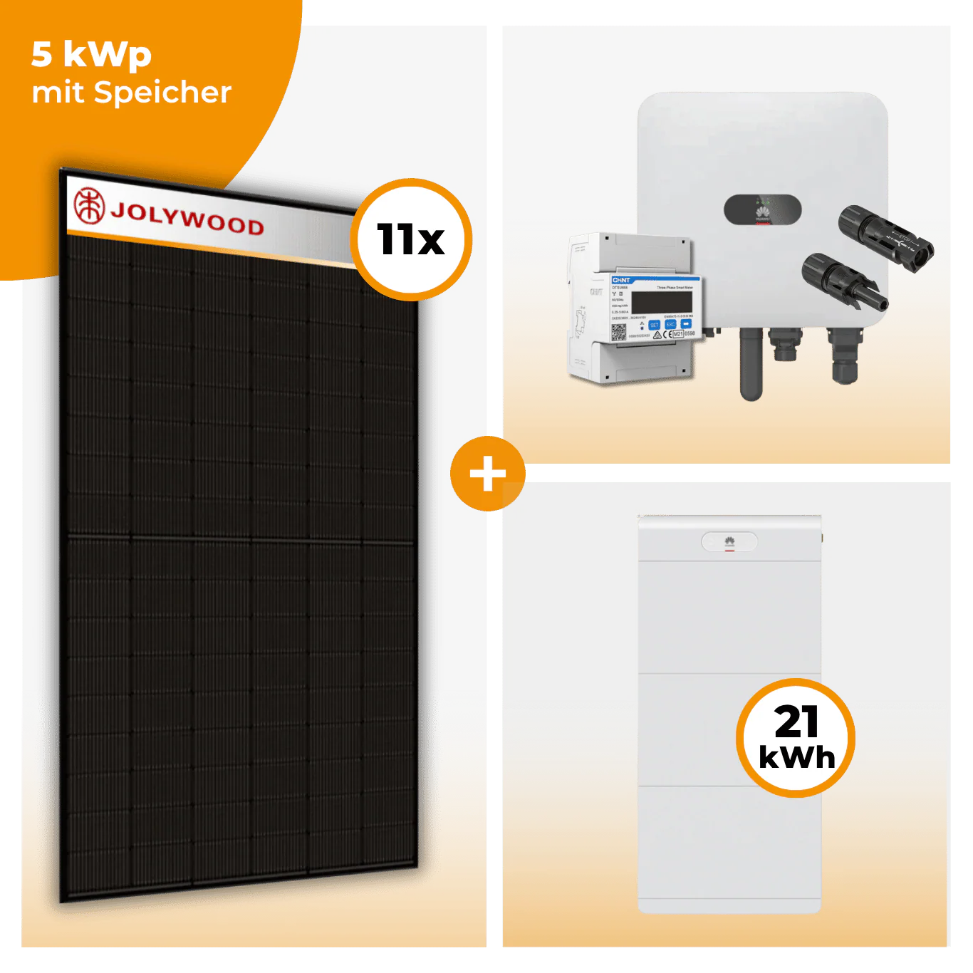 PV Komplettset 5 kWp – 11 x Jolywood 455 Full Black & Huawei SUN2000 MAP0 opt. Huawei LUNA2000 Speicher - Image 8