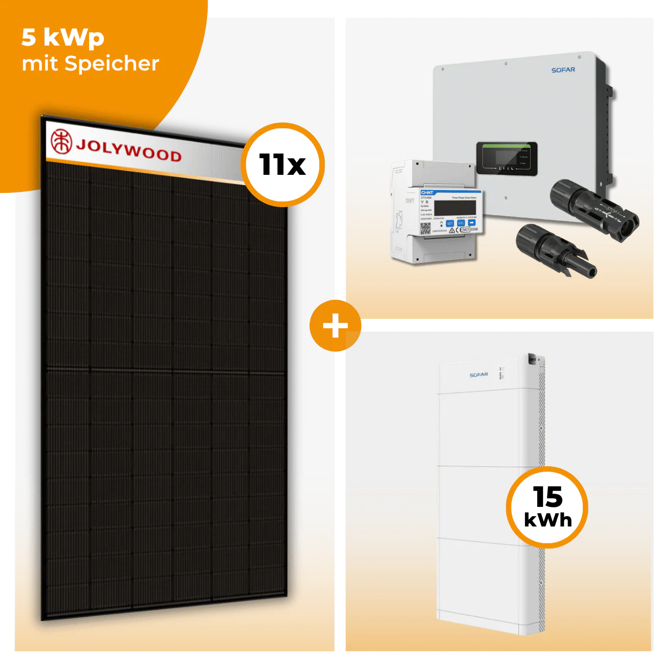 PV Komplettset 5 kWp – 11 x Jolywood 455 Full Black & SofarSolar HYD KTL-3PH opt. SofarSolar BTS DS5 Speicher - Image 5
