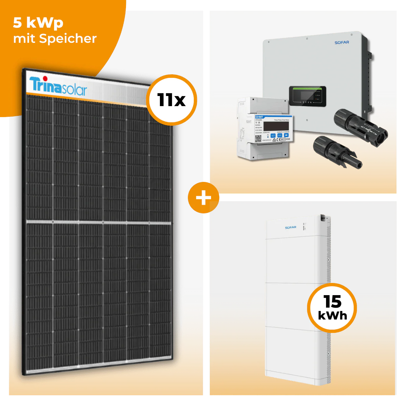 PV Komplettset 5 kWp – 11 x Trina 455 Black Frame & SofarSolar HYD KTL-3PH opt. SofarSolar BTS DS5 Speicher - Image 5