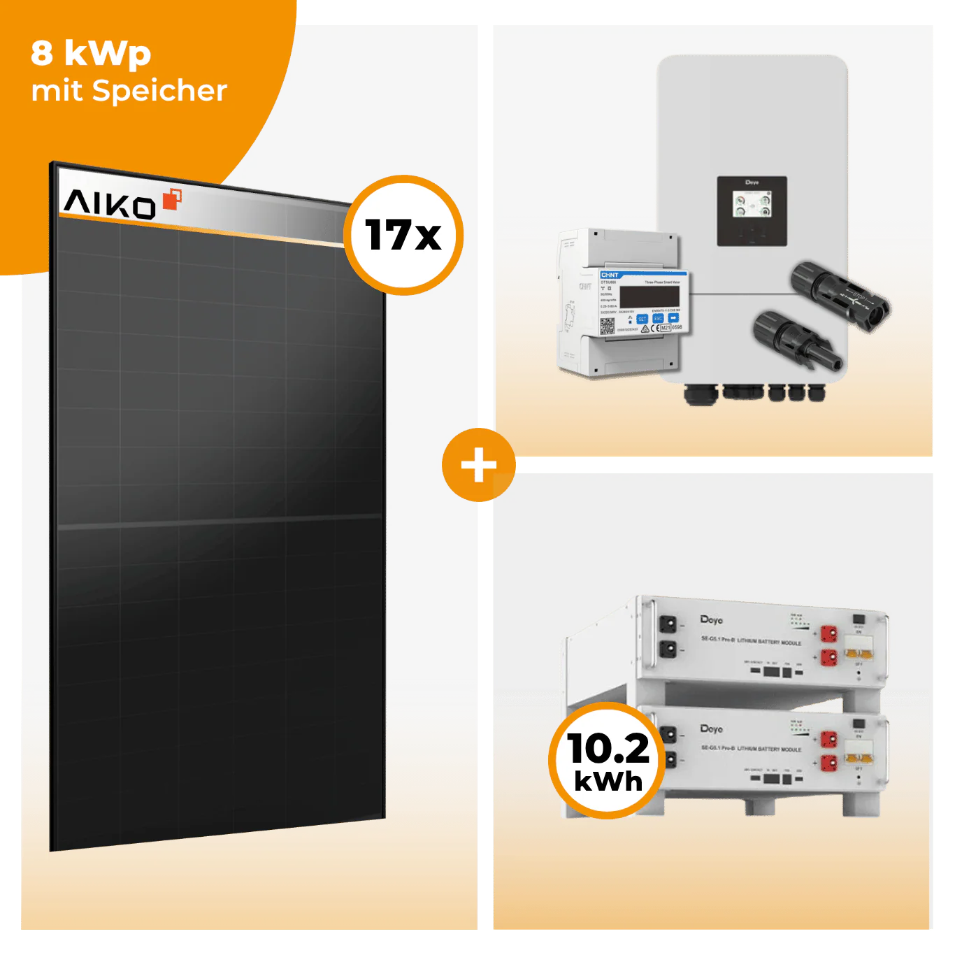 PV Komplettset 8 kWp – 17 x Aiko 470 Neostar 3S+ & Deye SUN-8K-SG05LP3-EU-SM2 opt. Deye SE-G5.1 pro B - LV Speicher - Image 5