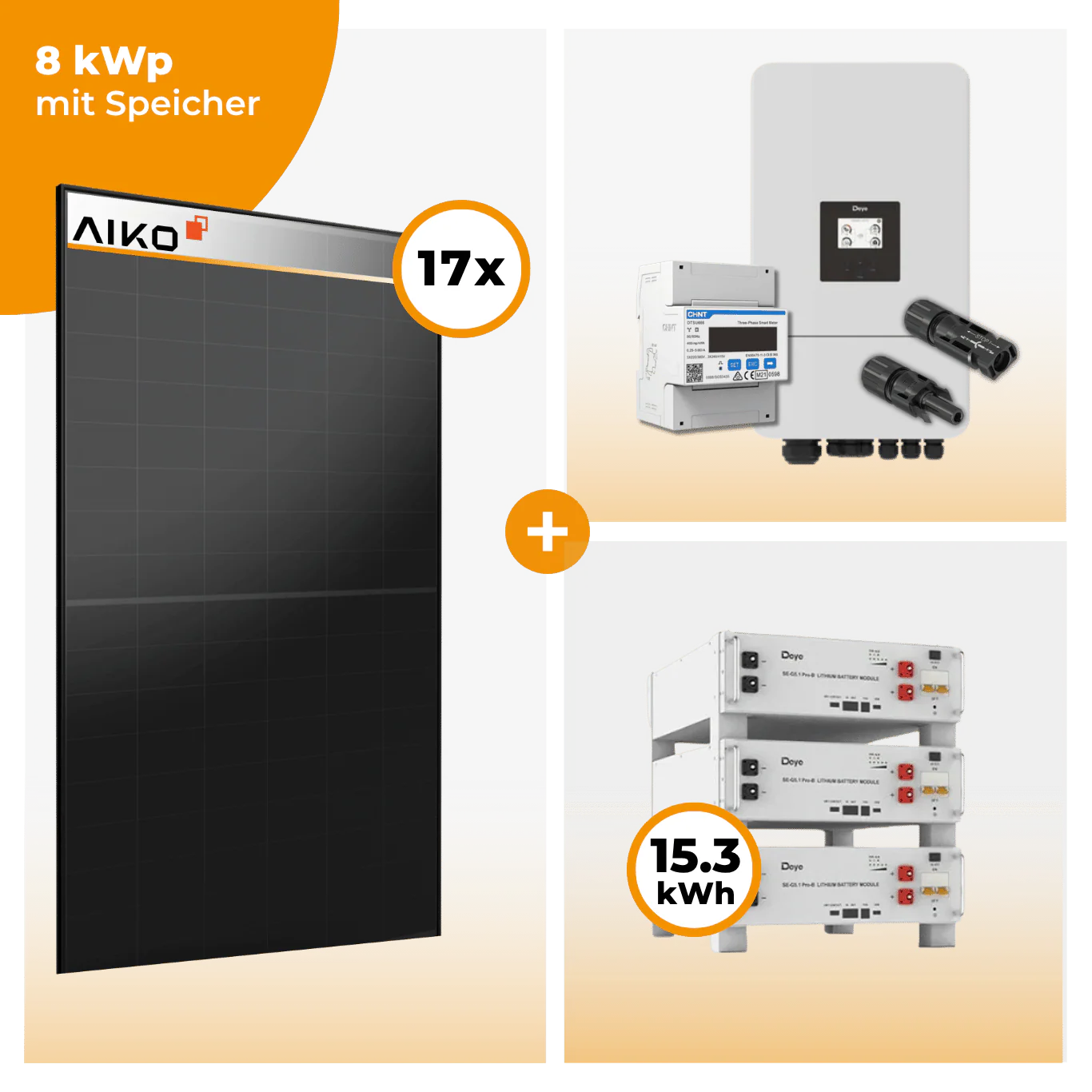 PV Komplettset 8 kWp – 17 x Aiko 470 Neostar 3S+ & Deye SUN-8K-SG05LP3-EU-SM2 opt. Deye SE-G5.1 pro B - LV Speicher - Image 6