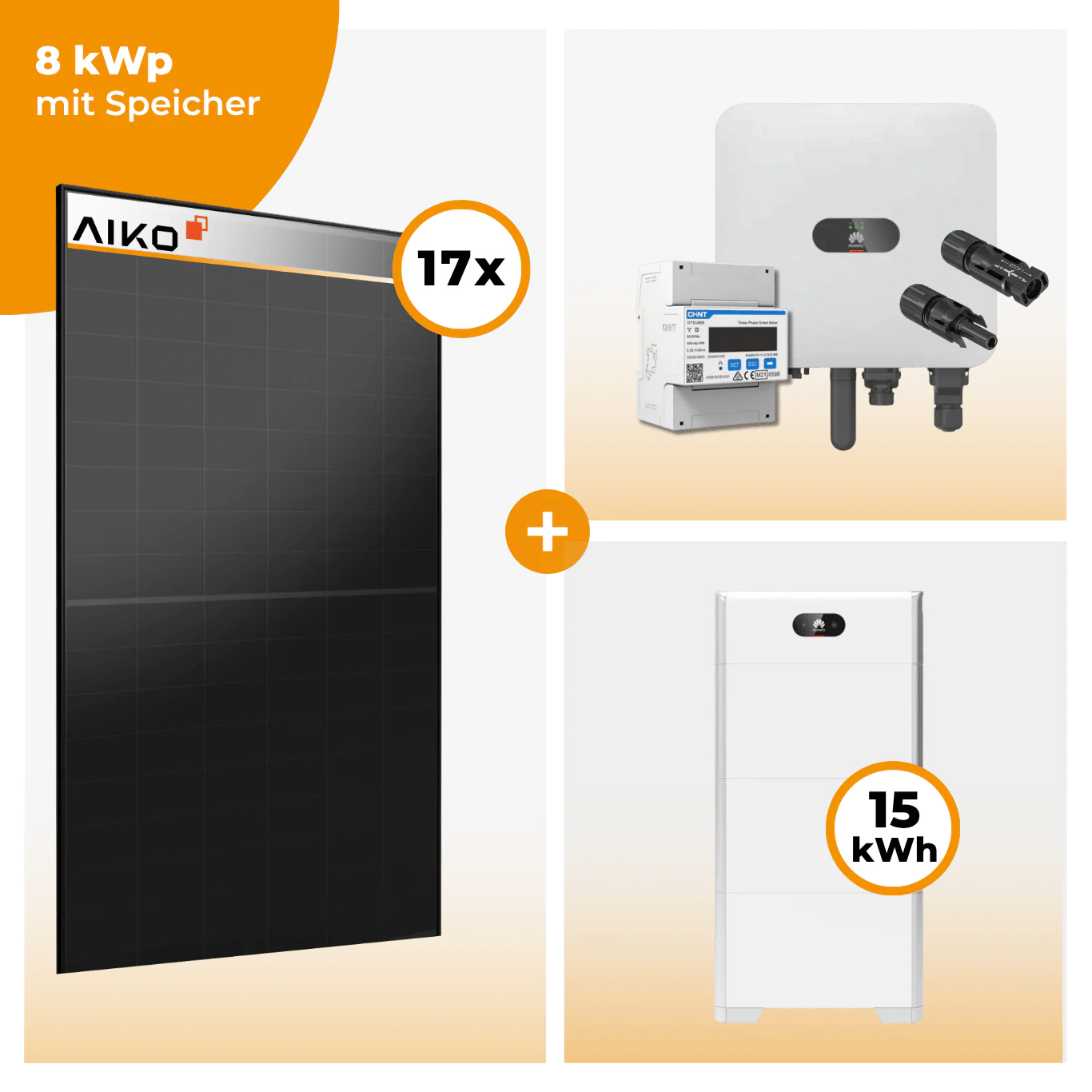 PV Komplettset 8 kWp – 17 x Aiko 470 Neostar 3S+ & Huawei SUN2000 MAP0 opt. Huawei LUNA2000 Speicher - Image 5