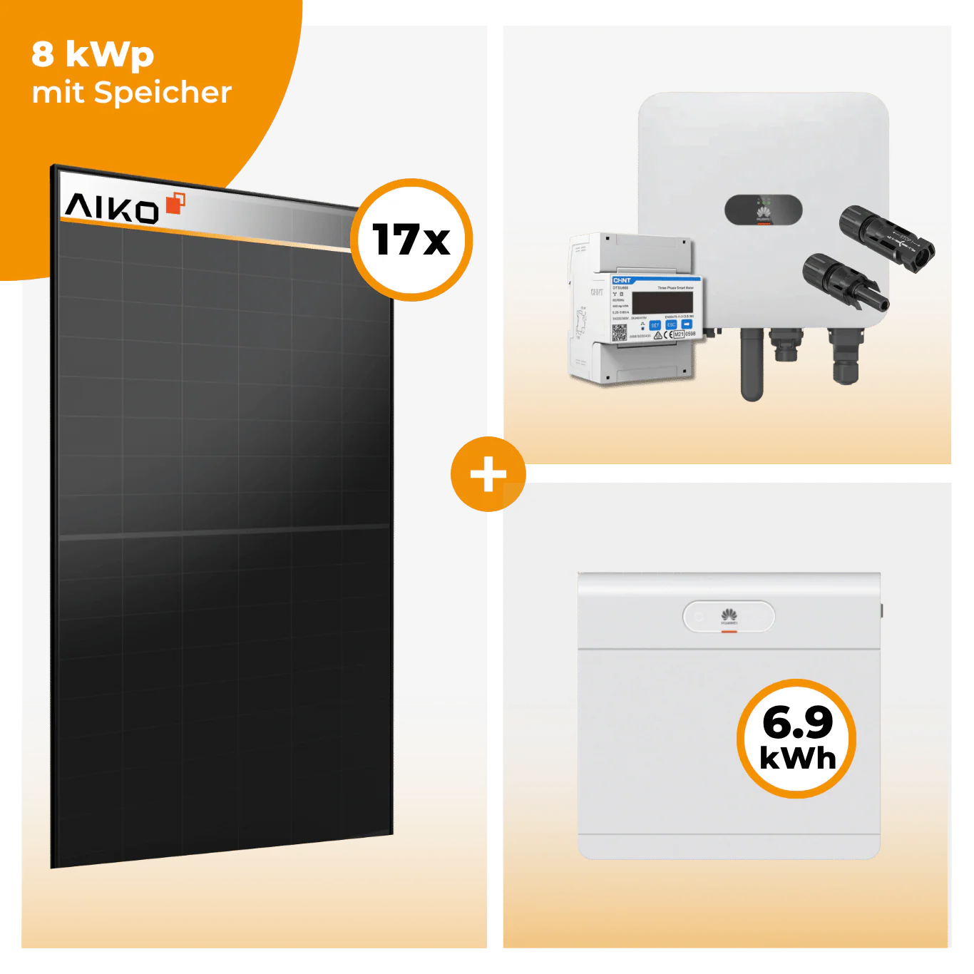 PV Komplettset 8 kWp – 17 x Aiko 470 Neostar 3S+ & Huawei SUN2000 MAP0 opt. Huawei LUNA2000 Speicher - Image 6