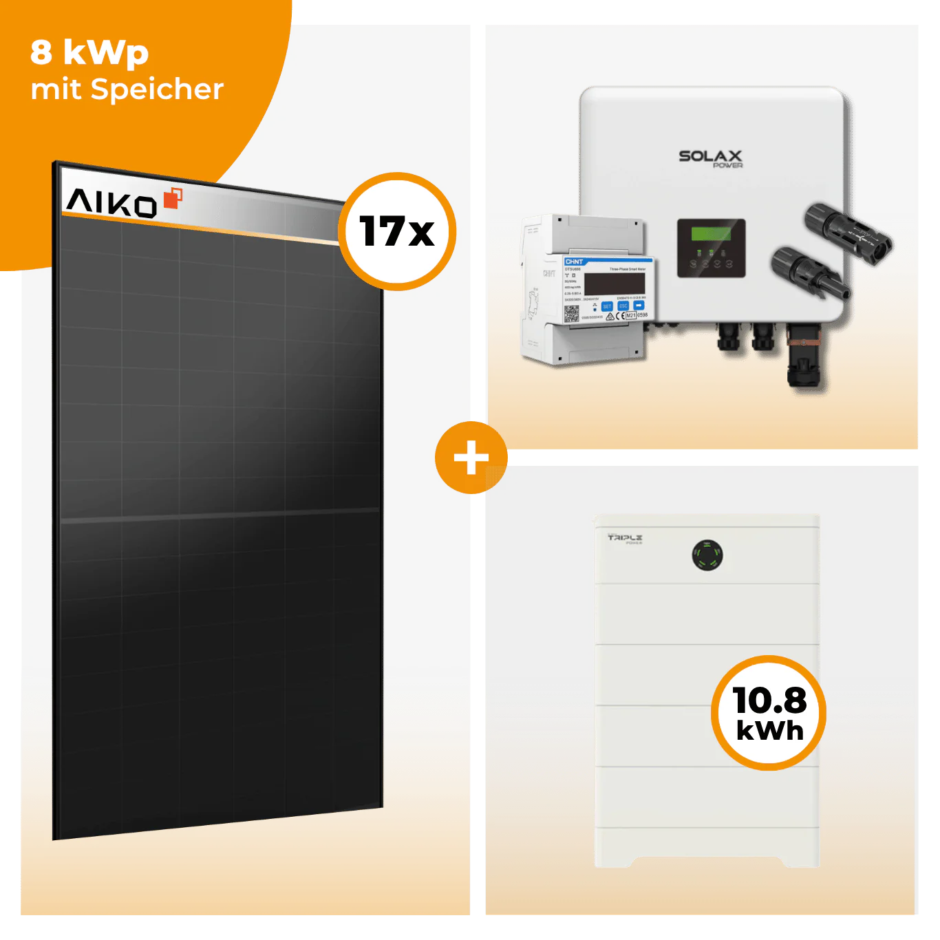 PV Komplettset 8 kWp – 17 x Aiko 470 Neostar 3S+ & Solax X3 Hybrid opt. T-BAT SYS Speicher - Image 5