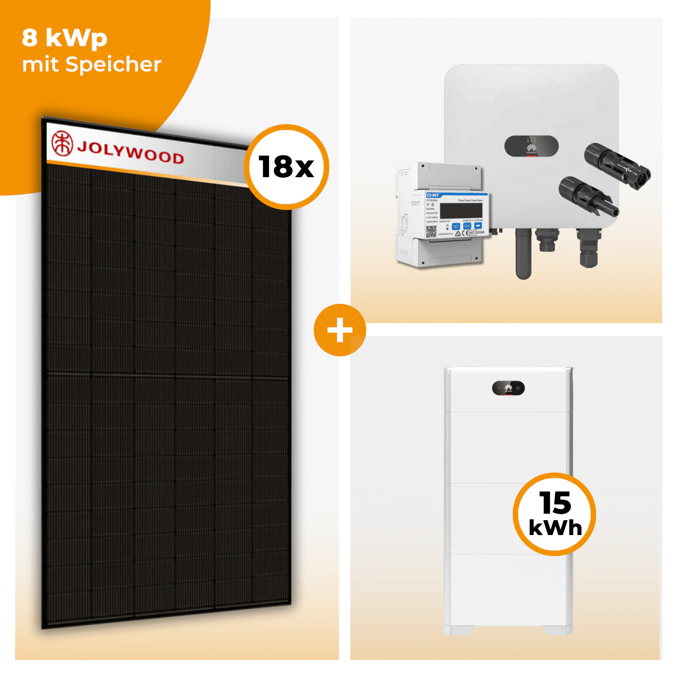 PV Komplettset 8 kWp – 18 x Jolywood 455 Full Black & Huawei SUN2000 MAP0 opt. Huawei LUNA2000 Speicher - Image 5