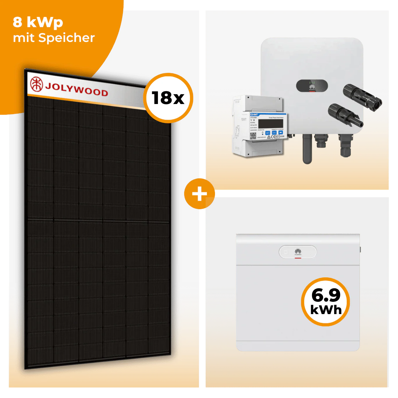 PV Komplettset 8 kWp – 18 x Jolywood 455 Full Black & Huawei SUN2000 MAP0 opt. Huawei LUNA2000 Speicher - Image 6