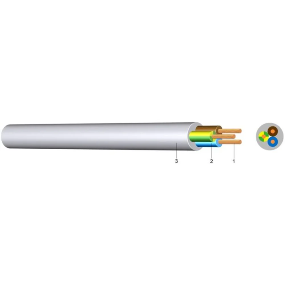 PVC-Schlauchleitung H05VV-F 5G4,0 mm² – 100m, Grau – Feindrähtig, 300/500V