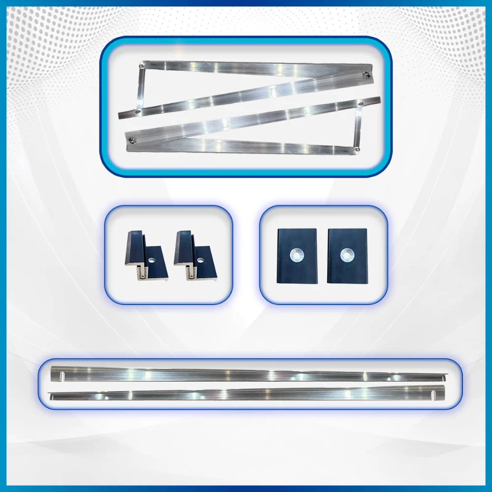 SOLAR-HOOK Montagepaket Aufständerung SÜD (nebeneinander) Basis-System für 2 Module (400/410/415/430)